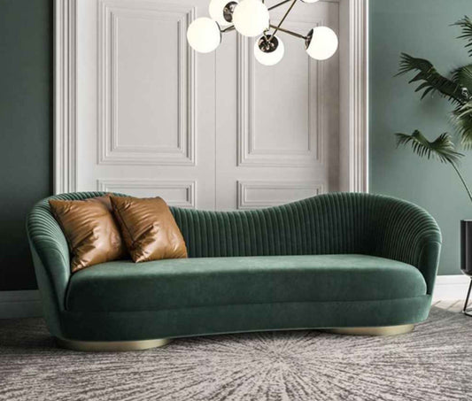 Beech wood sofa with linen or velvet fabric - KYN-028