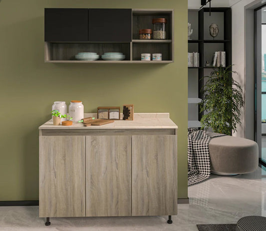 Two-piece kitchen with wood countertops and MDF wood - KYN-007