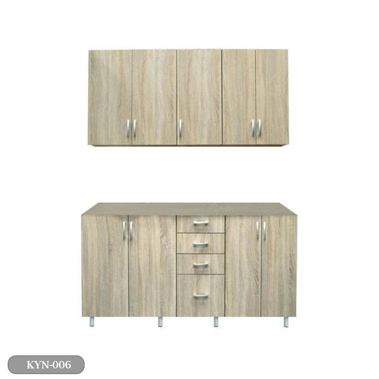 Two-piece kitchen with wood countertops and MDF wood - KYN-006