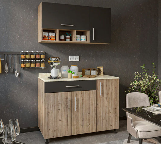 Two-piece kitchen with wood countertops and MDF wood - KYN-012