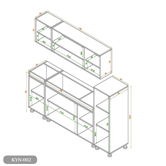 Two-piece kitchen with wood countertops and MDF wood - KYN-002