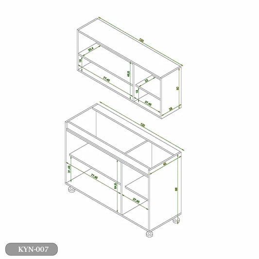 Two-piece kitchen with wood countertops and MDF wood - KYN-007