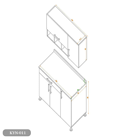 Two-piece kitchen with wood countertops and MDF wood - KYN-011