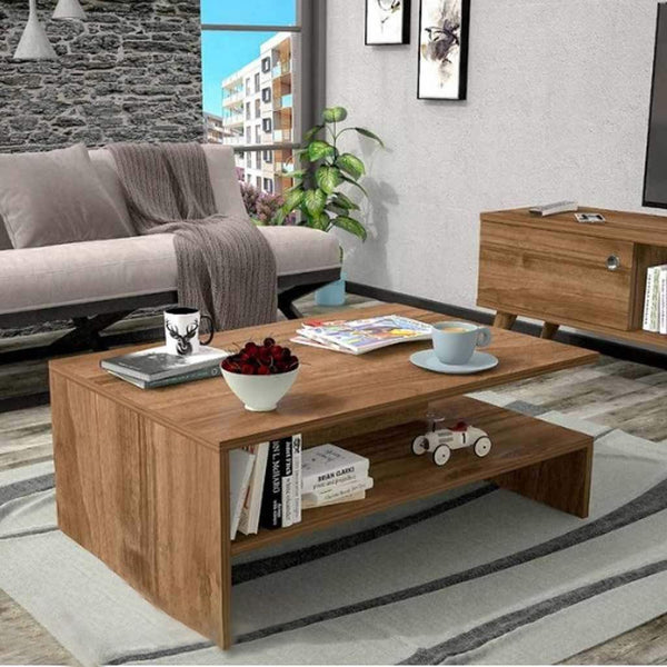 Lunara coffee table and shelf, 90 * 35, MDF wood