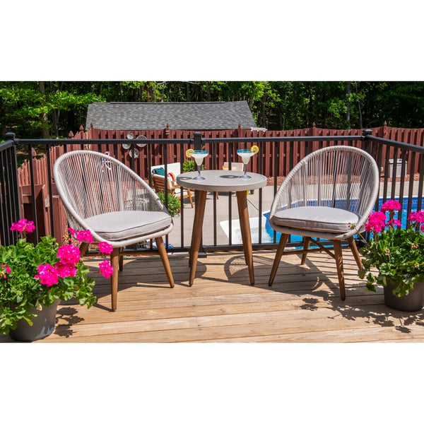 Sermony rope set of 2 chairs and a wooden table in white