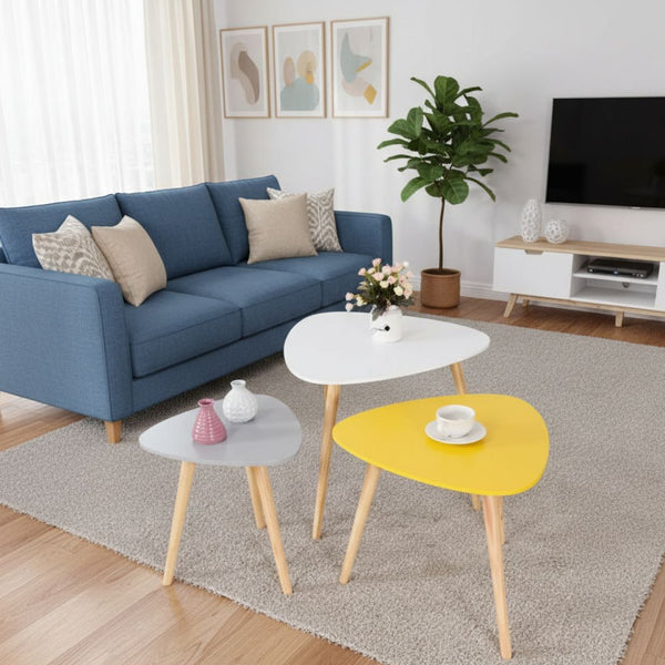 طقم ترابيزات جانبية خشب كونتر بدهان دوكو + أوستر – موديل CHW-061