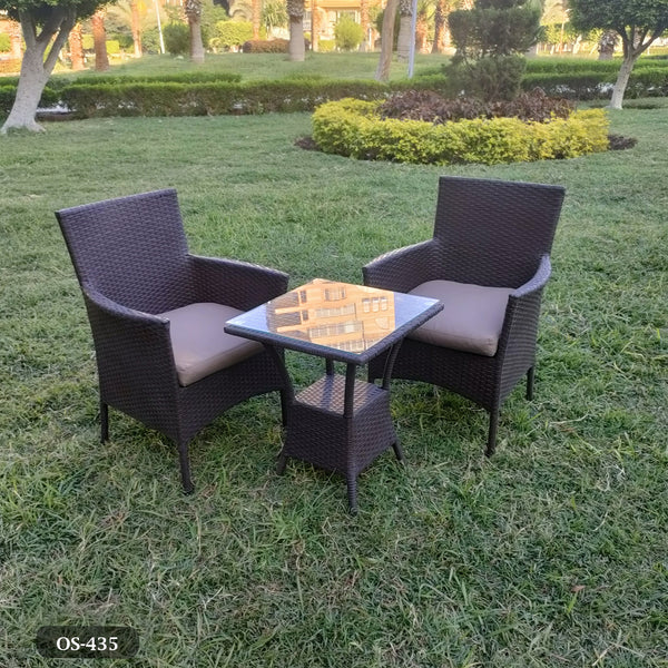 Set of 2 rattan chairs and table - OS-435