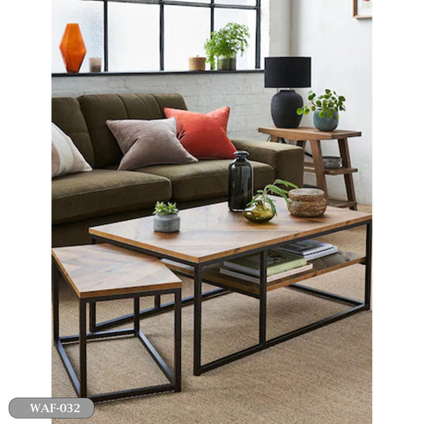 Wooden MDF and metal coffee table - WAF-032