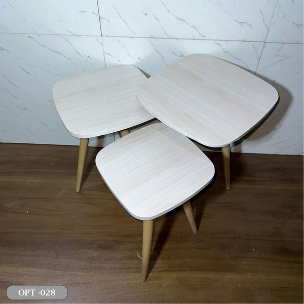 A set of 3-piece square, pressed PVC wood tables - OPT-028