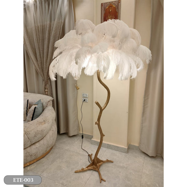 Large Natural Ostrich Feather Floor Lamp - ETE-003