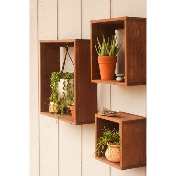 Natural Pine Wood Wall Shelf Set – Model CHW-124 from Oscar Furniture