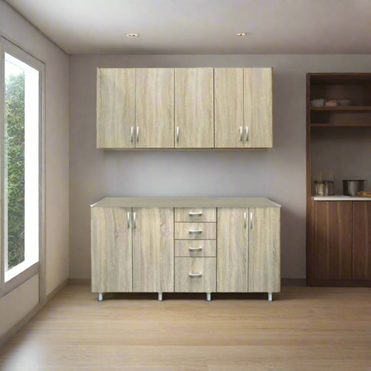 مطبخ مكون من قطعتين خشب MDF عالي الجودة – تصميم عصري واسع