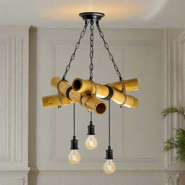 Bamboo and rope chandelier for interior decoration - ELF-073