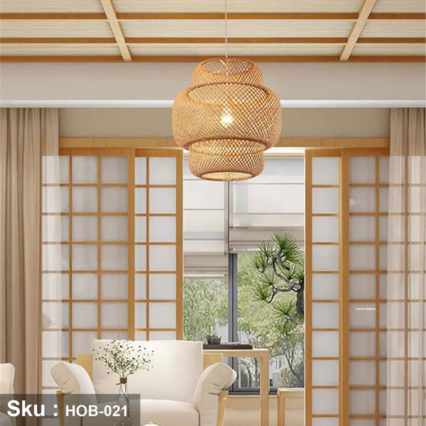 Natural Bamboo Chandelier 50x50cm - HOB-021