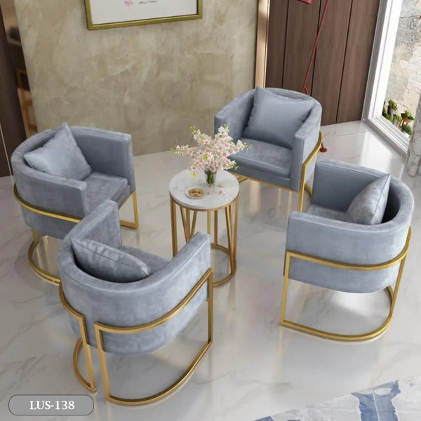 Metal sofa set and white marble quartz table - LUS-138