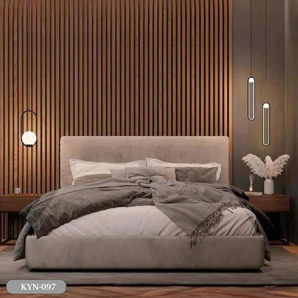 Wooden counter bed upholstered in Hammer plush fabric  - KYN-097