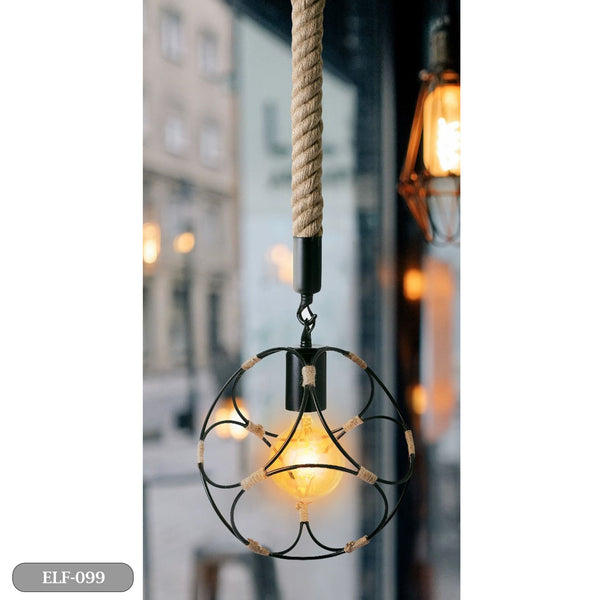 Rope and metal chandelier for interior decoration - ELF-099