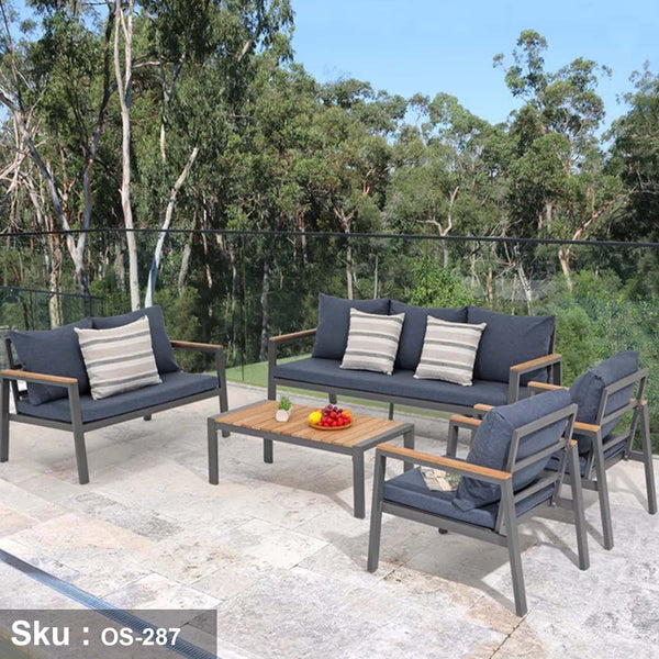 Iron x wood outdoor furniture set for up to 7 people - OS-287