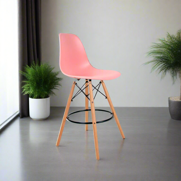 Modern acrylic bar stool with beech wood legs - RYL-019