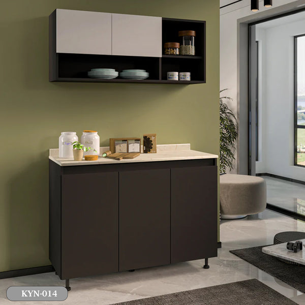 Two-piece kitchen with wood countertops and MDF wood - KYN-014