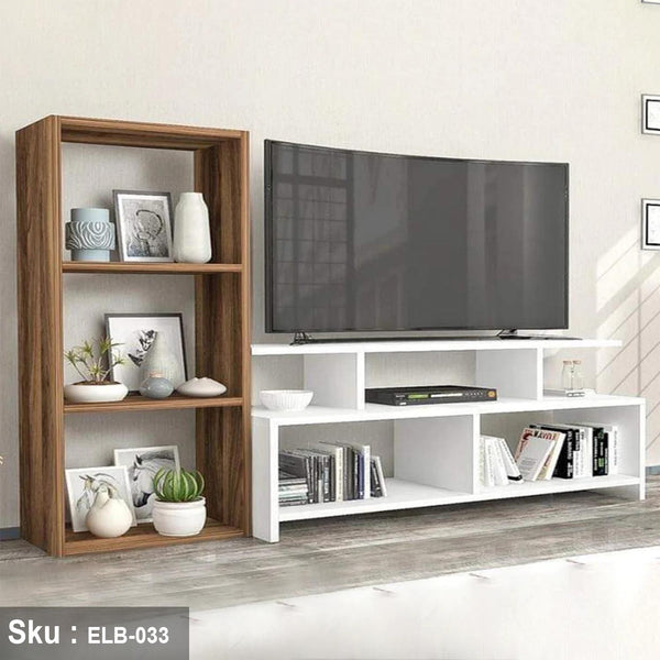 Kariya TV unit with 3 shelves and a side stand made of MDF wood