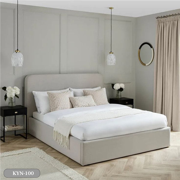 Wooden counter bed upholstered in Hammer plush fabric  - KYN-100