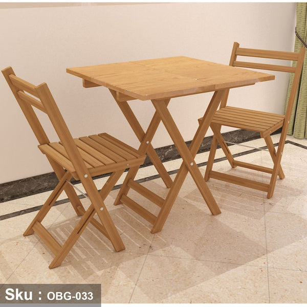 Set of 2 red beech wood chairs and table - OBG-033