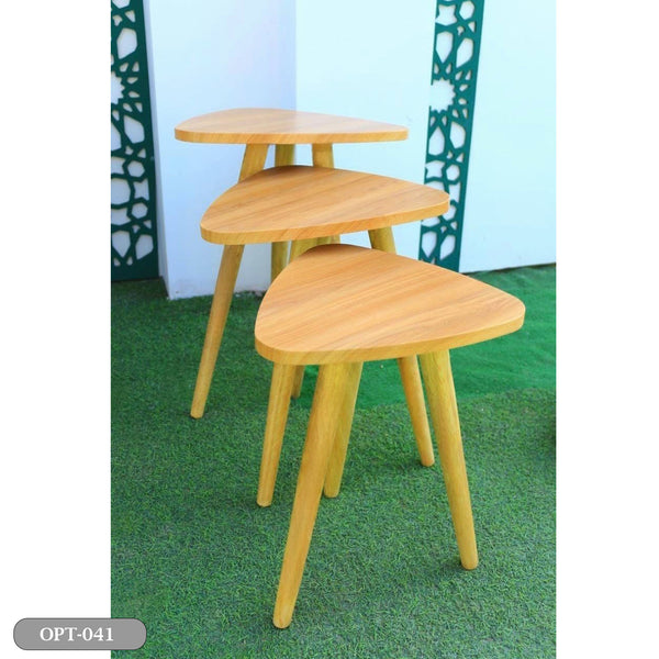 3-piece set of pressed PVC wood triangle tables - OPT-041