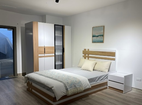 Complete Modern Bedroom Set Counter Melamine Wood – Bed + Wardrobe + Dresser + Desk – Model ABG-003-A