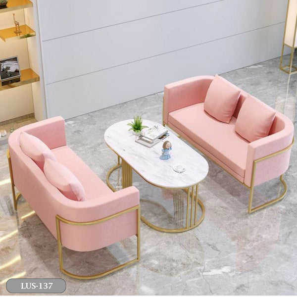 Metal sofa set and white marble quartz table - LUS-137