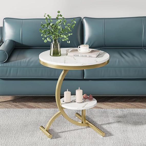 ترابيزة قهوة استيل مطلي – سطح رخام كرّارة فاخر – تصميم عصري راقٍ – موديل ZSL-020