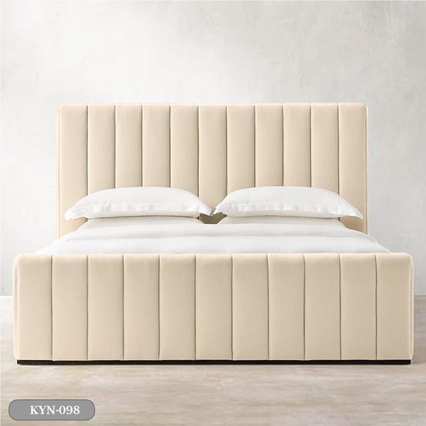 Wooden counter bed upholstered in Hammer plush fabric  - KYN-098