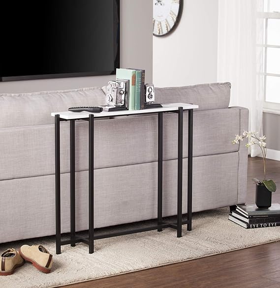 Steel coated console – luxury natural Carrara marble surface – elegant modern design – model ZSL-043