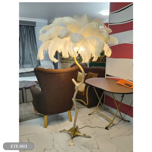 Large Natural Ostrich Feather Floor Lamp - ETE-003