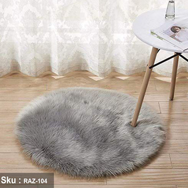 Octavia Round Fur Rug with Non-Slip Leather Lining - 150 * 150