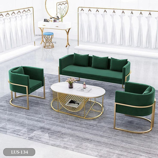 Metal sofa set and white marble quartz table - LUS-134