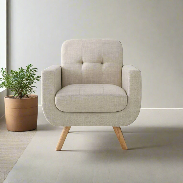 Beech wood chair with linen or velvet fabric - KYN-053