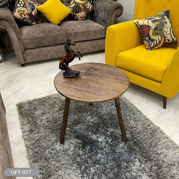 Round living room table in pressed PVC wood - OPT-077