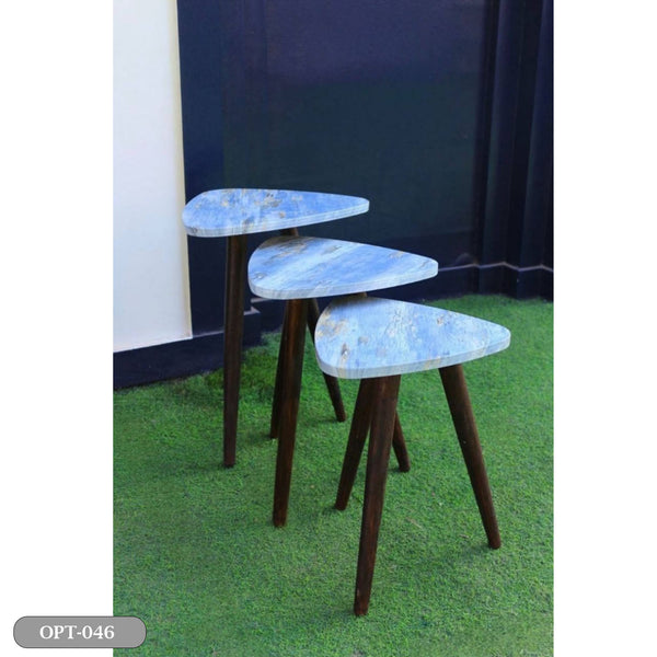 3-piece set of pressed PVC wood triangle tables - OPT-046