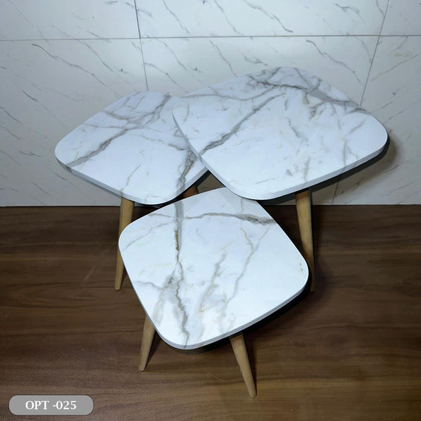 A set of 3-piece square, pressed PVC wood tables - OPT-025