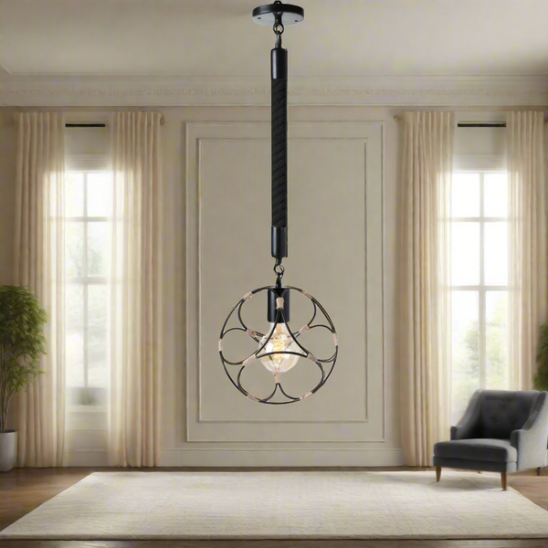 Rope and metal chandelier for interior decoration - ELF-107