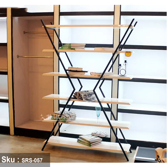 Steel and wood shelving unit - SRS-057