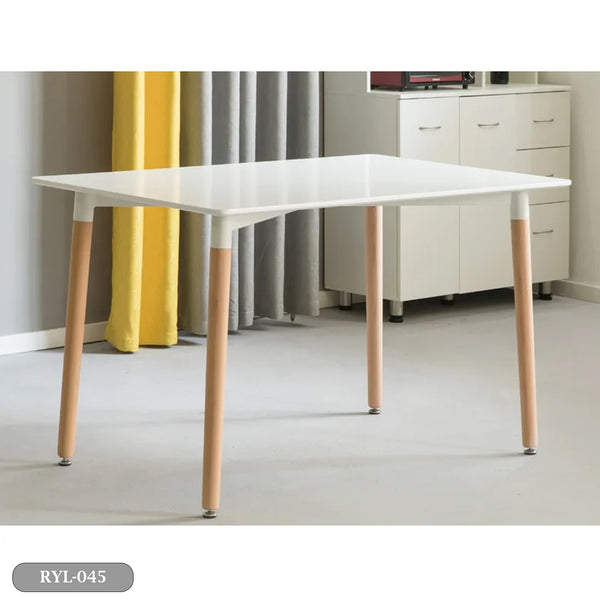 MDF disc table with melamine layer with beech wood legs and iron chassis 60x75cm - RYL-045