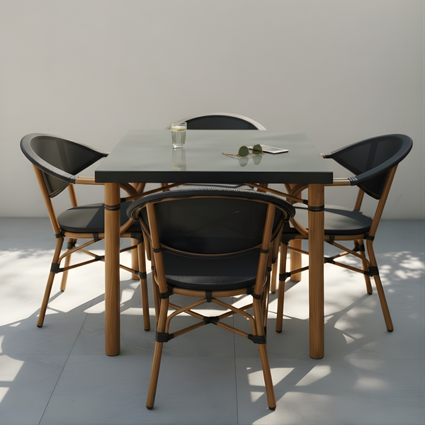 طقم ميش مستورد 4 كراسي وترابيزة – تصميم خارجي عصري مقاوم للعوامل الجوية