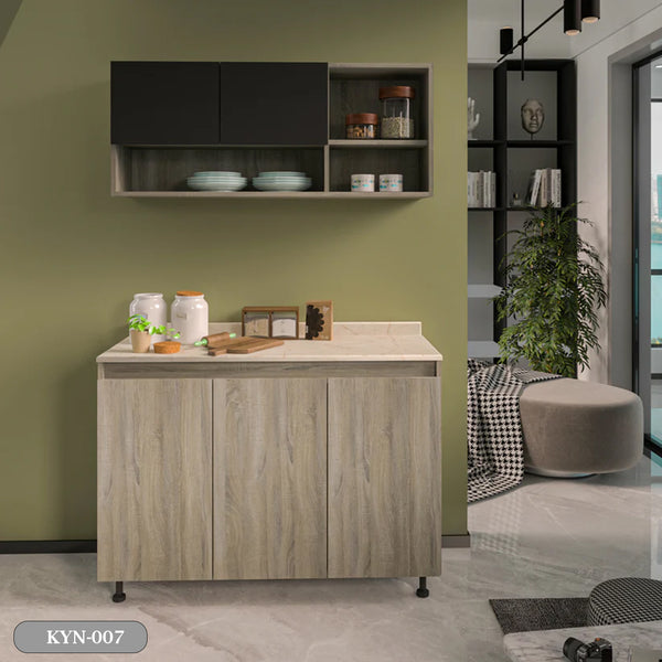 Two-piece kitchen with wood countertops and MDF wood - KYN-007