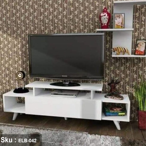 Torella TV unit with MDF wood upper shelf unit