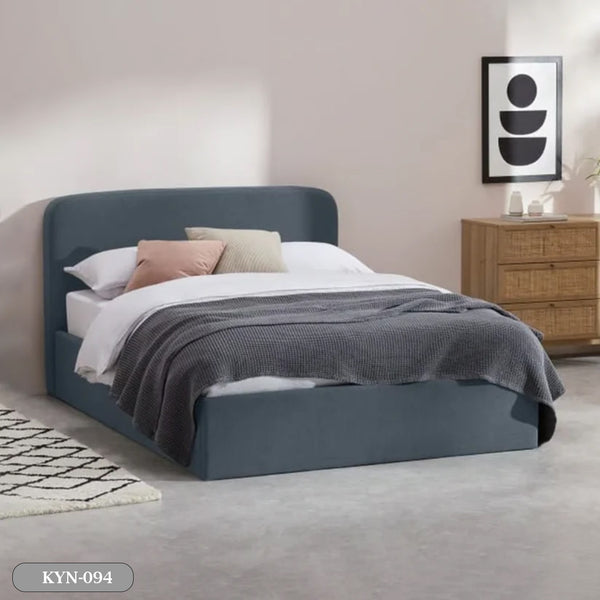 Wooden countertop bed upholstered in Hammer plush fabric  - KYN-094