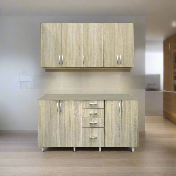 Two-piece kitchen with wood countertops and MDF wood - KYN-006