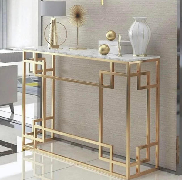 Steel coated console – luxury natural Carrara marble surface – elegant modern design – model ZSL-027