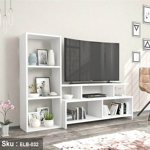 Wrenshal TV unit with 3 shelves and a side stand made of MDF wood